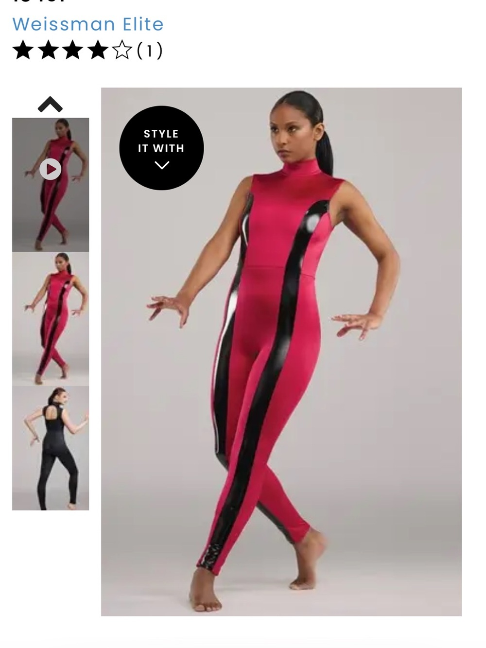 Weissman Fuchsia High-Neck Jumpsuit with Black Side Panels